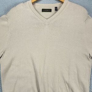 Joseph Abboud‎ V-Neck Sweater Adult Medium Beige Cotton Pullover Knit Mens NEW